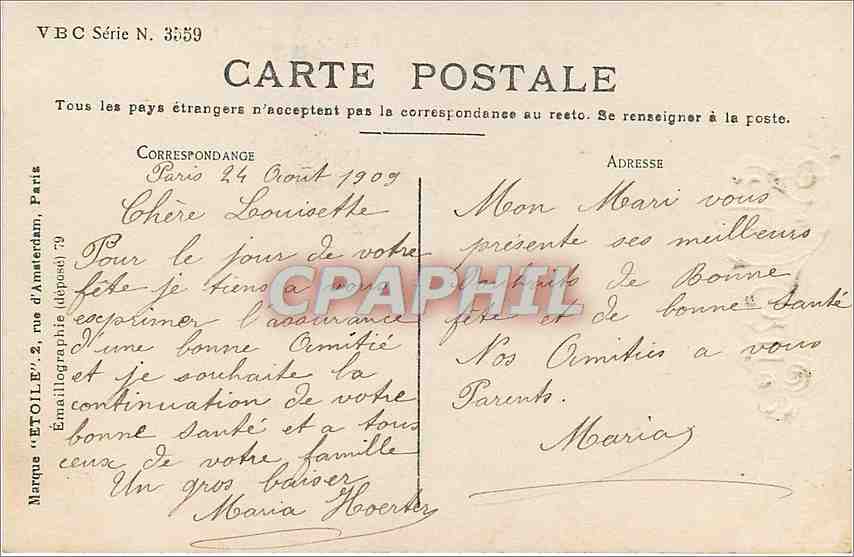 CPA Ste Louise Femme — Rückseite