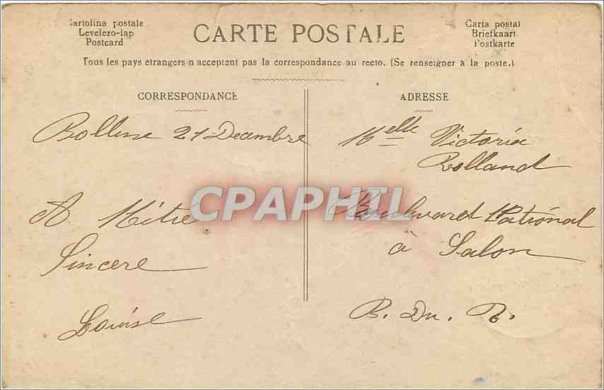 CPA Les Fleurs que l'on recoit de l'elu de son coeur Femme — Verso