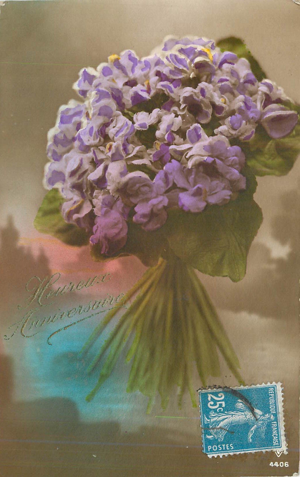 CPA Heureux Anniversaire Fleurs