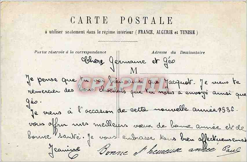 CPA Heureuse Annee  — Rückseite