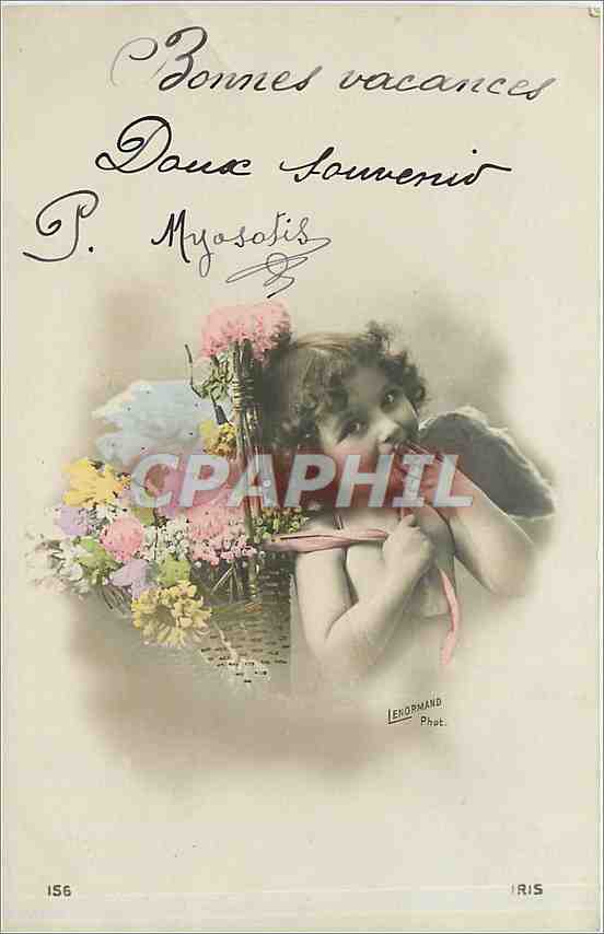 CPA Bonnes vacances doux souvenir Enfant Ange