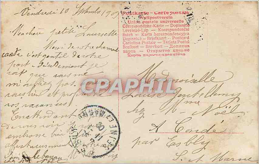 Junge Frau in rosa und grüner Kleidung — Verlag P. 2141/3 — Rückseite