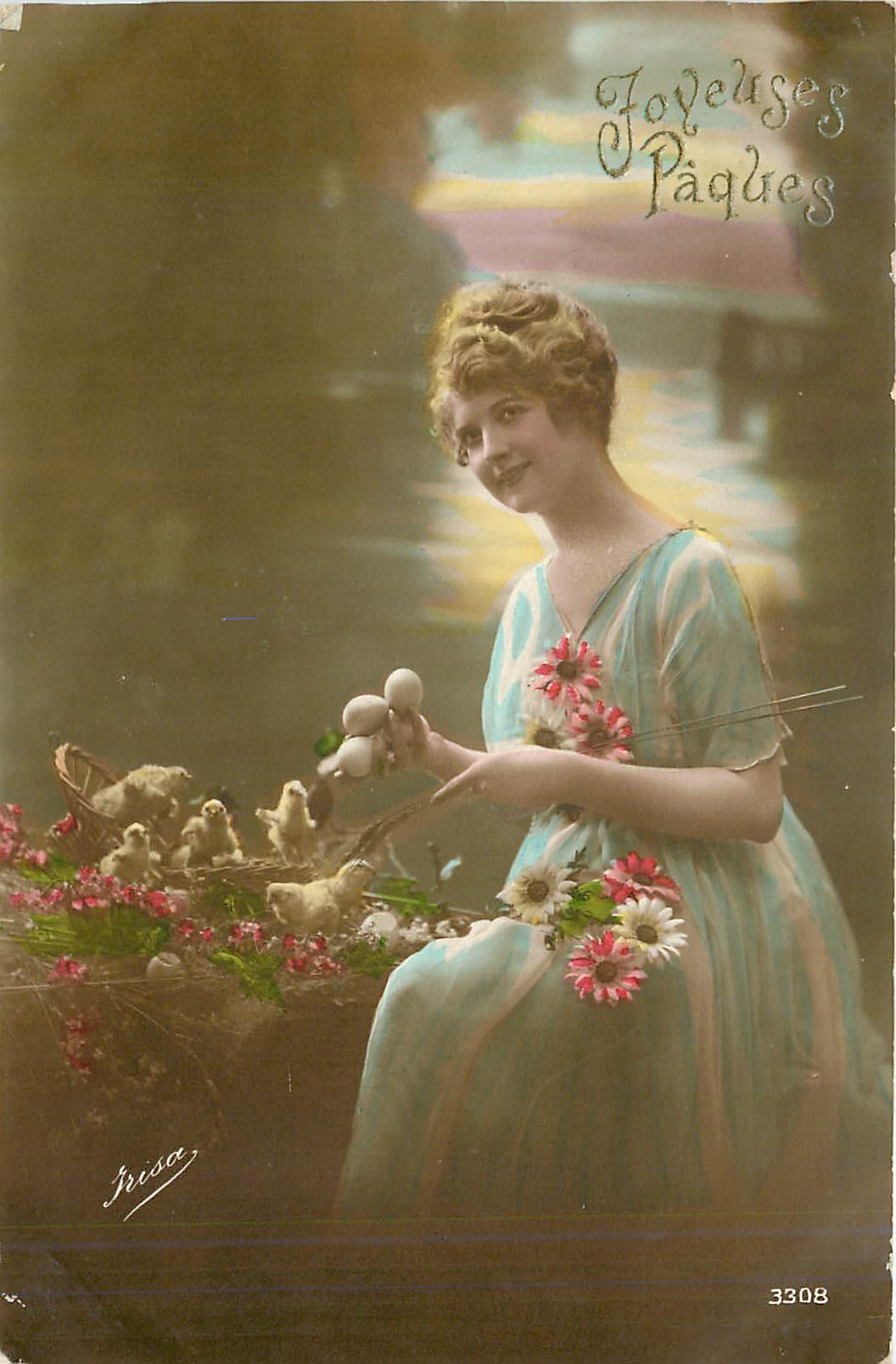 CPA Joyeuses Paques Femme