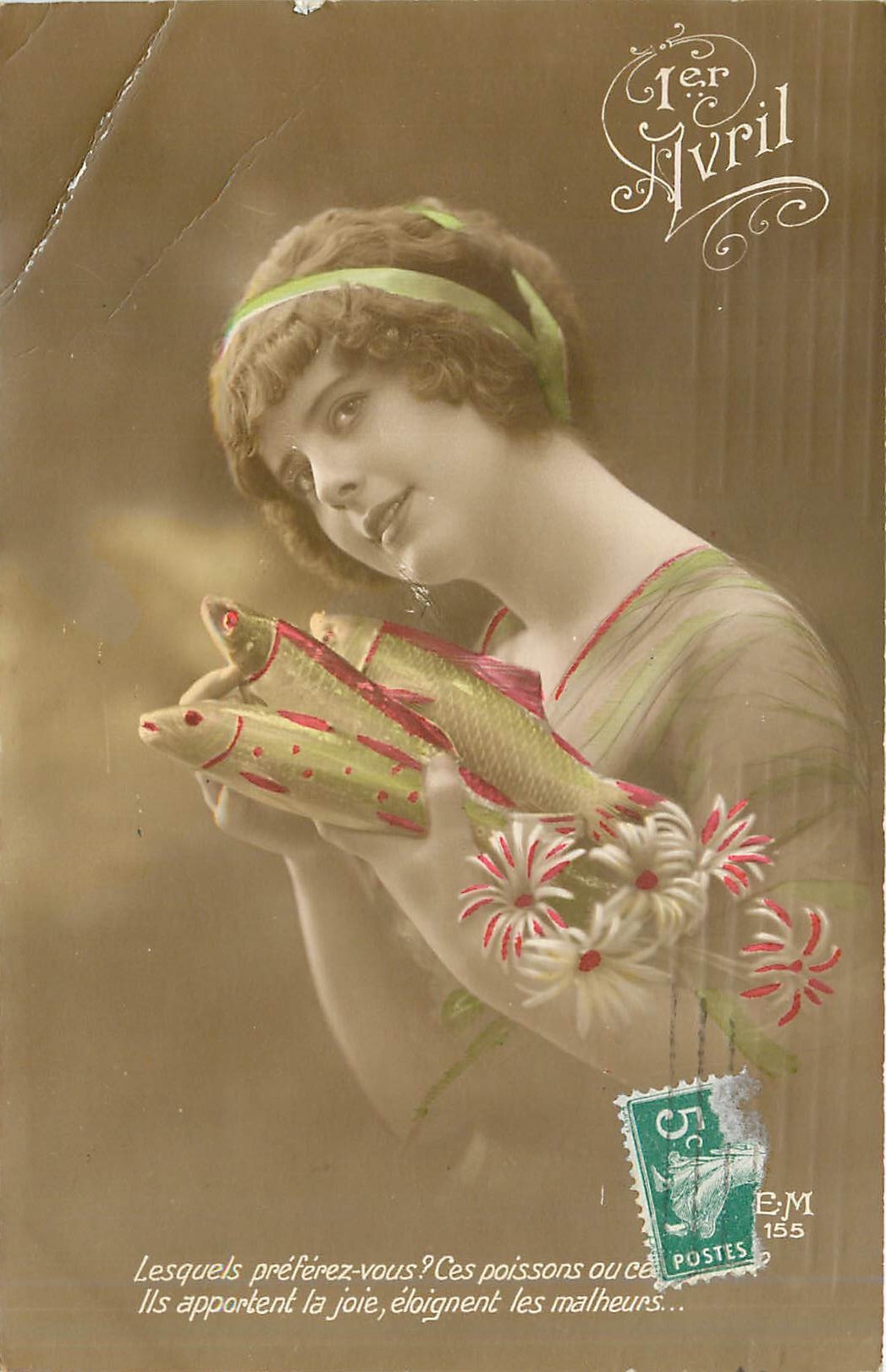CPA 1er Avril Femme