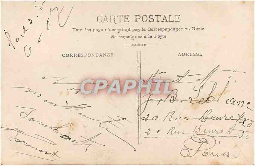 Femme en robe bleue à motifs — Bonne Fête — éditeur anonyme, n° 165 — Reverso