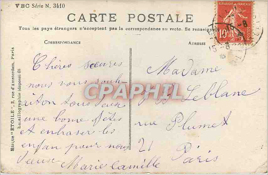 CPA J'ai cache sous chaque fleurette un bien tendre souhait de fete  — Rückseite