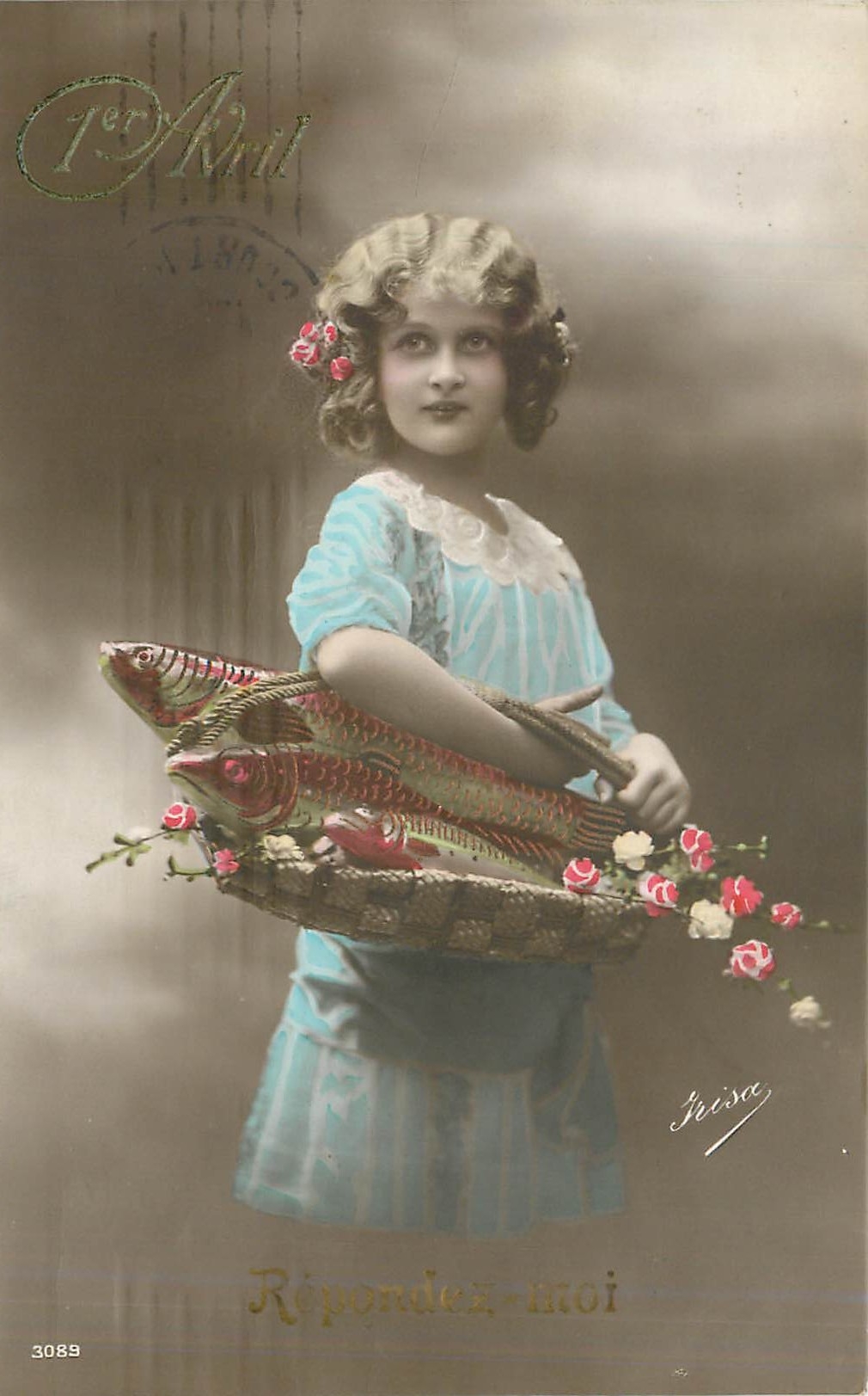 CPA 1er Avril Enfant Poissons