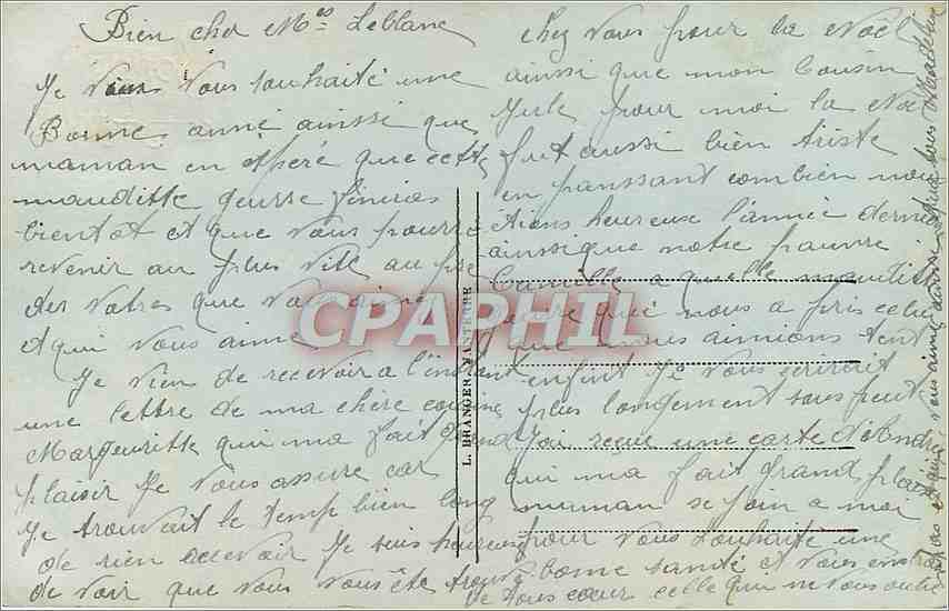 CPA Bonne Annee  — Verso