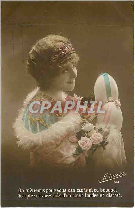 Femme tenant un œuf et un bouquet — Nimosâ, n° 344