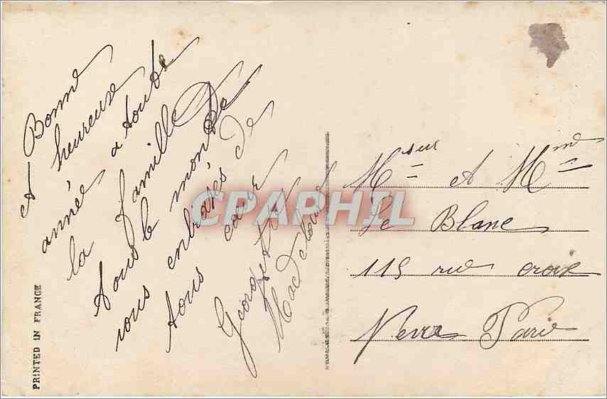 Jeune femme avec bouquet — Bonne Année — J&S 118 — Verso