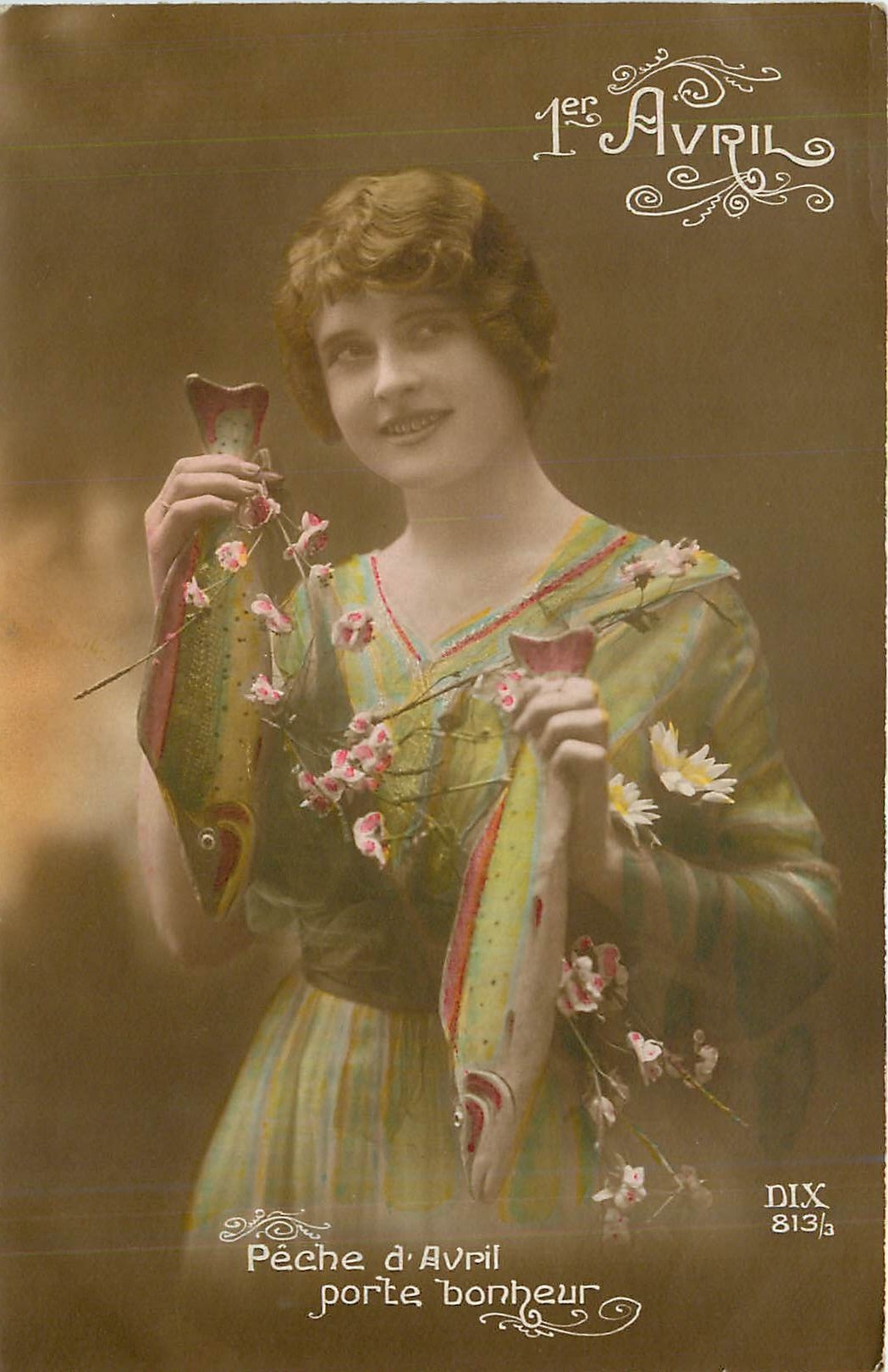 CPA 1er Avril peche d 'Avril porte bonheur 