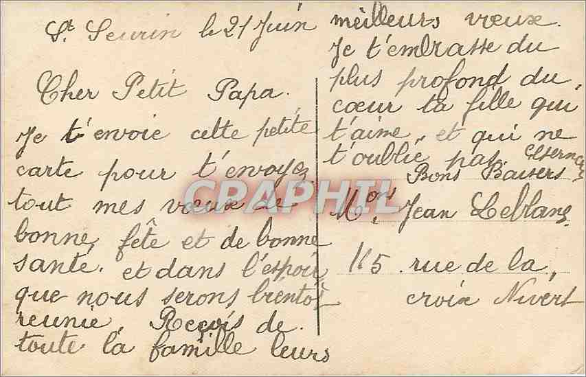 CPA Bonne fete je vous adresse baisers et tendresses  — Verso