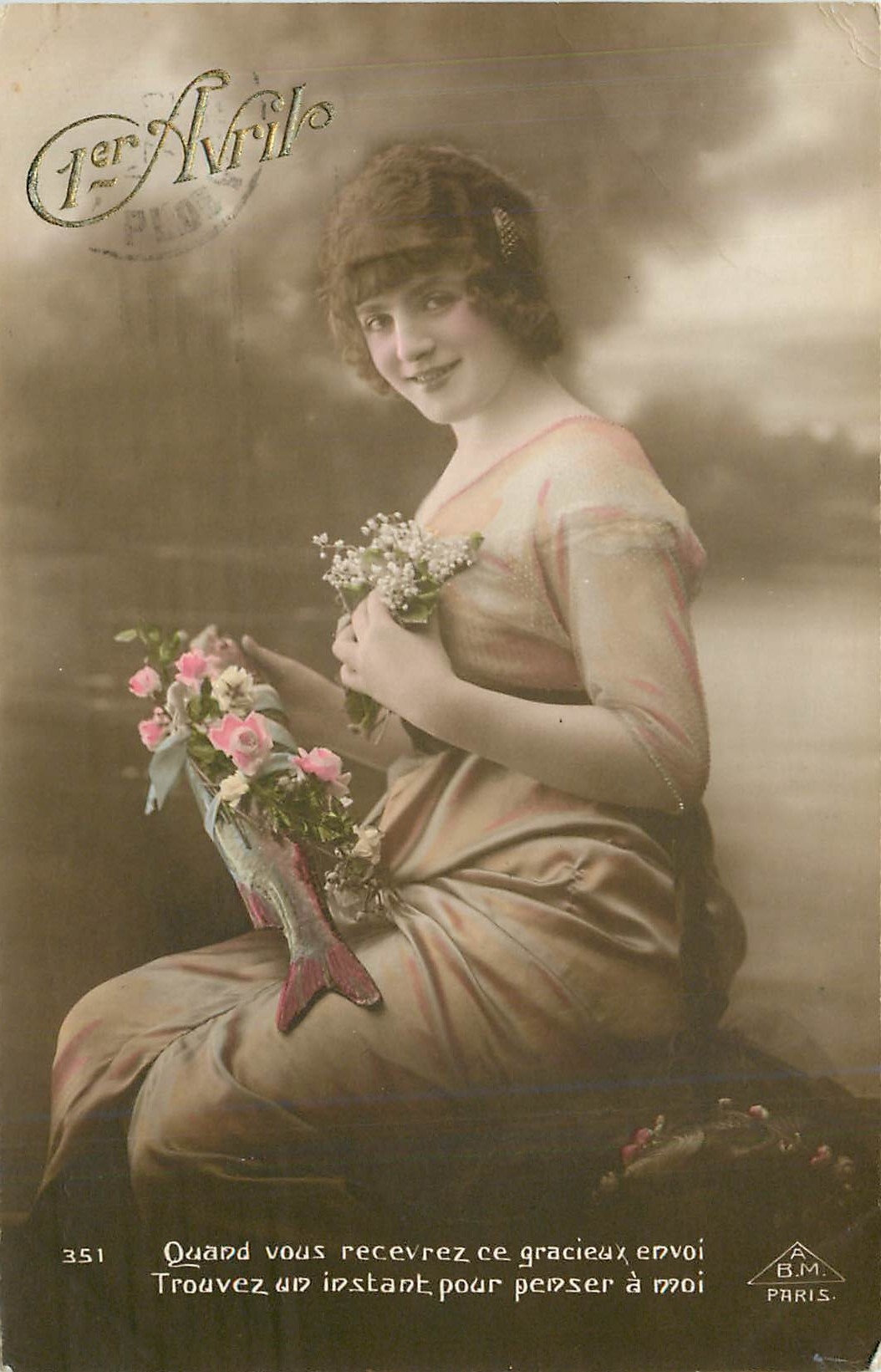 CPA 1er Avril quand vous recevrez ce gracieux envoi trouvez un instant pour penser a moi 
