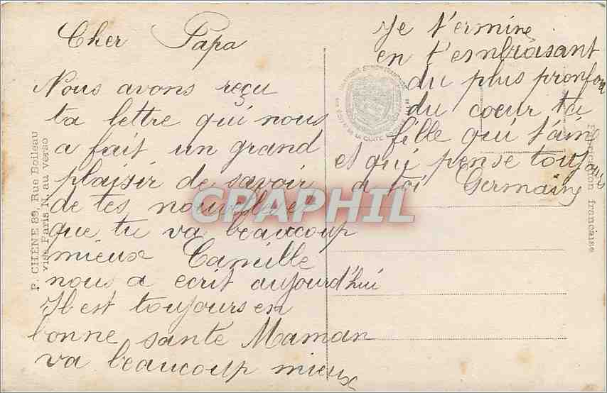 CPA A toi ma pensee Drapeau Militaria — Rückseite