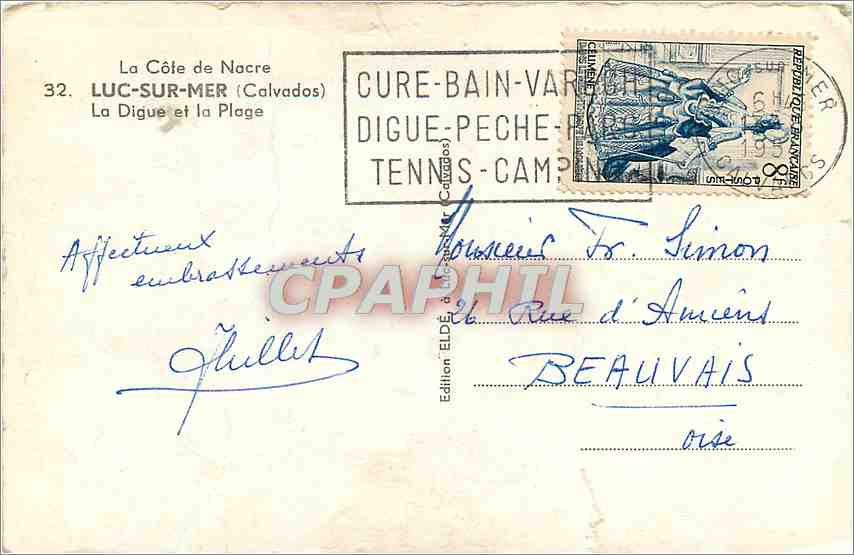 CPM La Cote de Nacre Luc sur Mer Calvados la Digue et la plage  — Rückseite