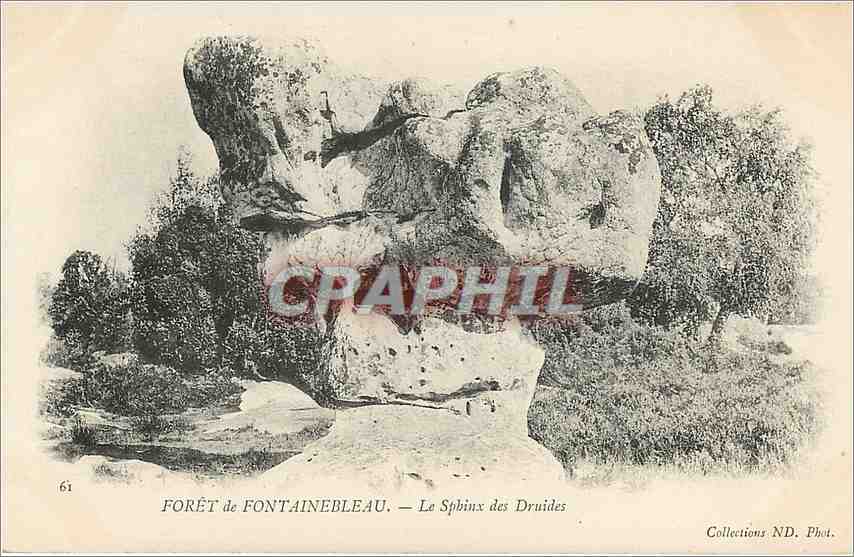 CPA Foret de Fontainebleau le Sphinx des Druides  — Rückseite