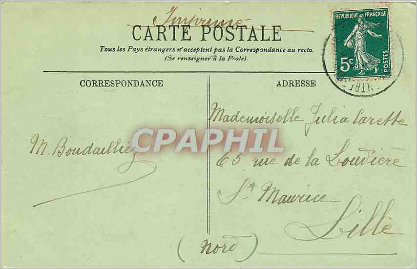 CPA Lourdes La Benediction des Malades  — Verso