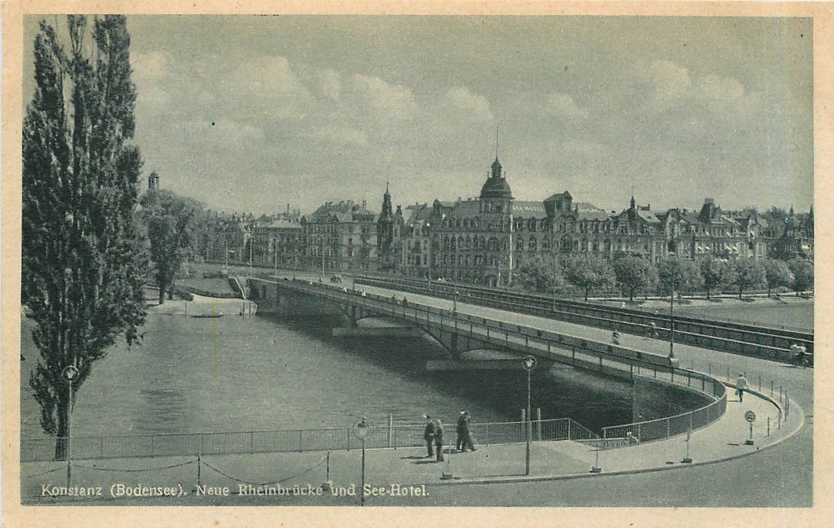 CPA Konstanz Bodensee Neue Rheinbrucke und See hotel 