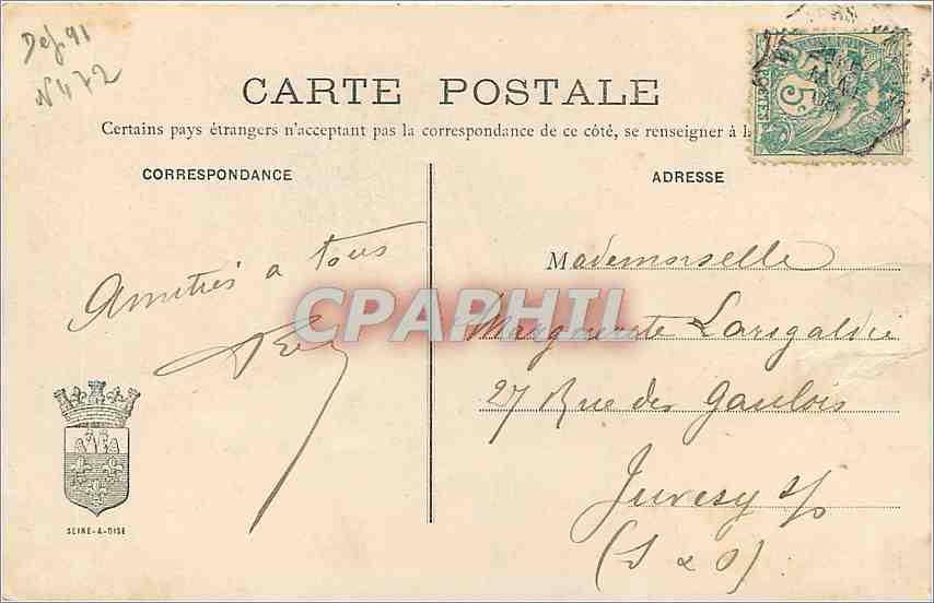 CPA Ste Genevieve des Bois par St Michel sur Orge le Souterrain  — Rückseite