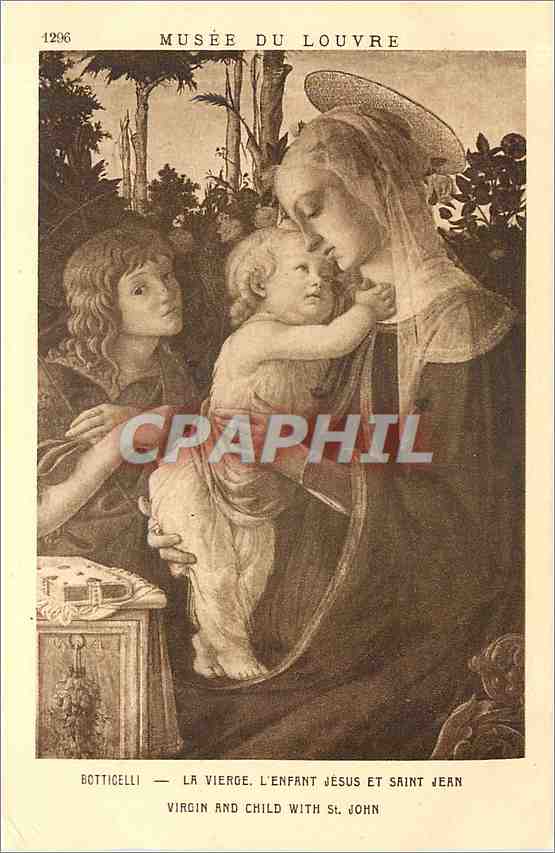 CPA Botticelli la Vierge l'enfant Jesus et Saint Jean 