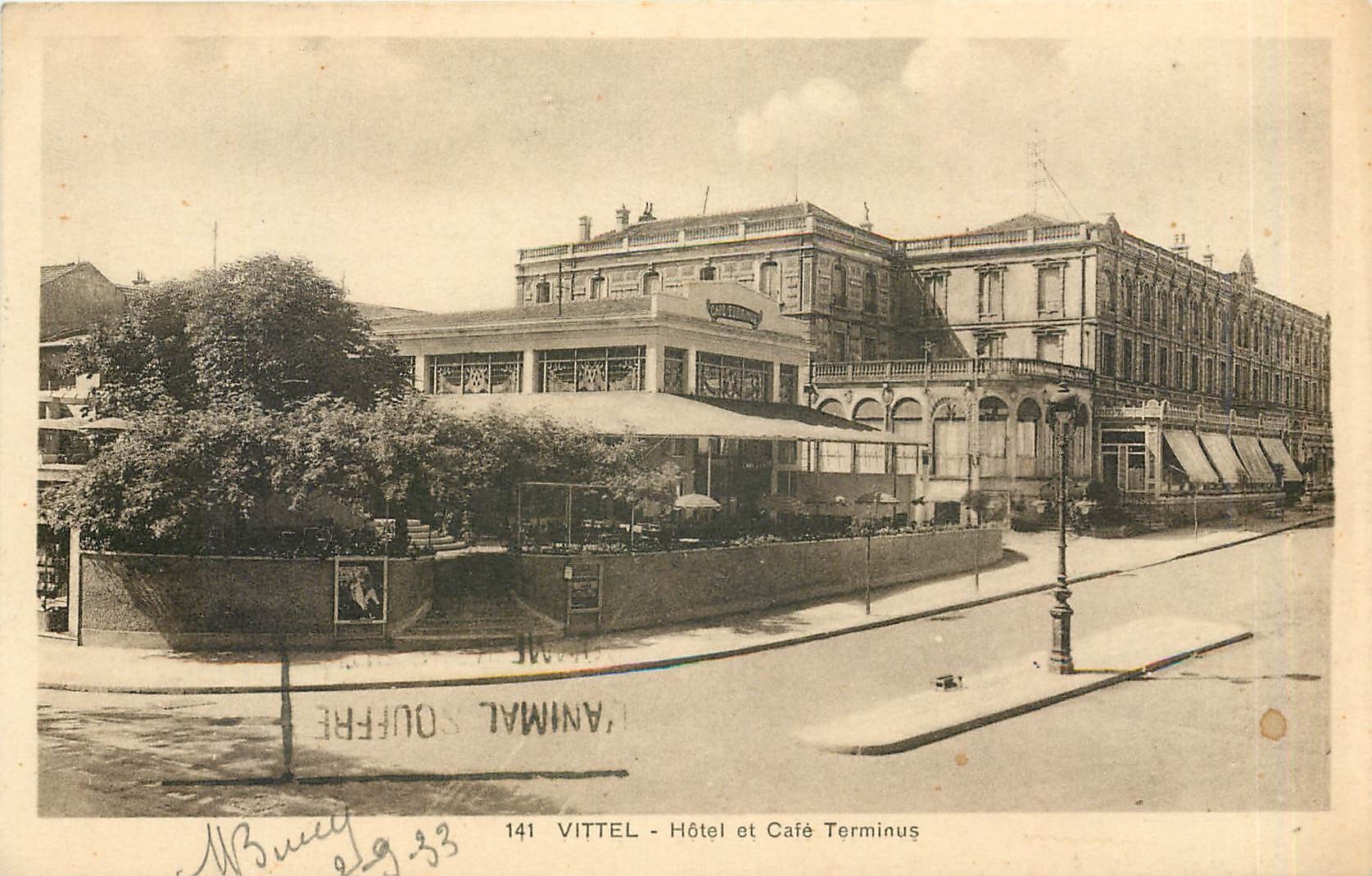 CPA Vittel hotel et cafe terminus 