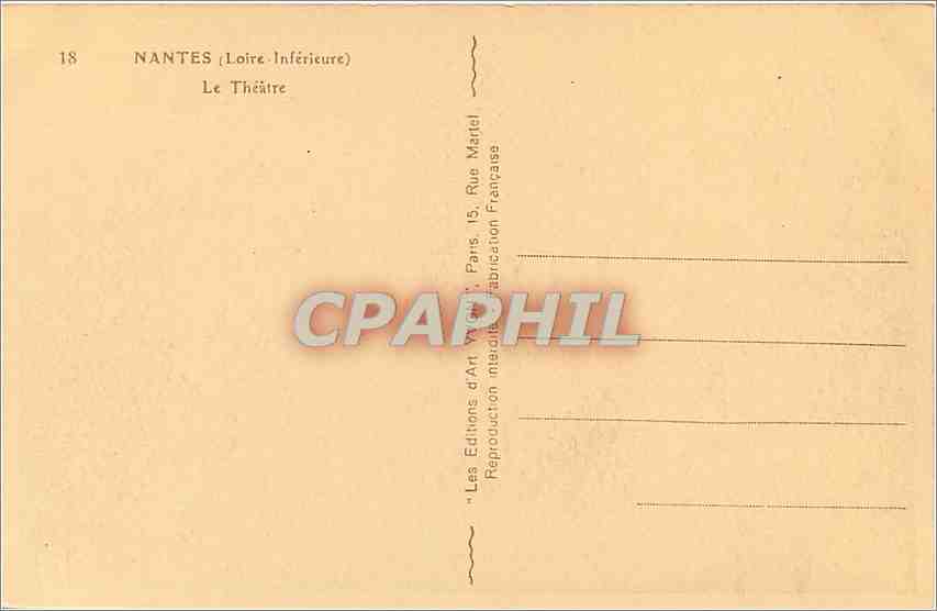 CPA Nantes Loire Inferieure le Theatre  — Rückseite