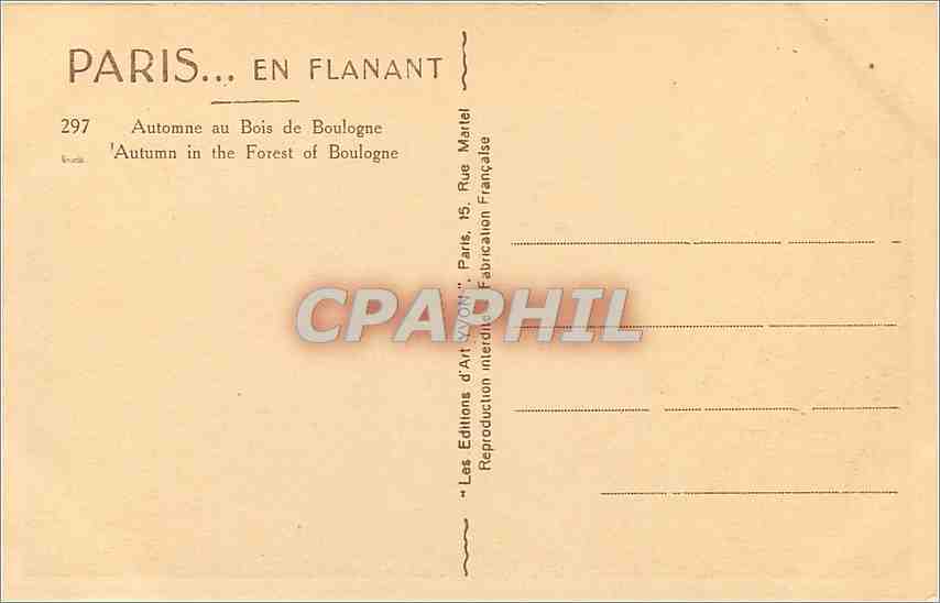 CPA Paris en flanant automne au Bois de Boulogne  — Verso
