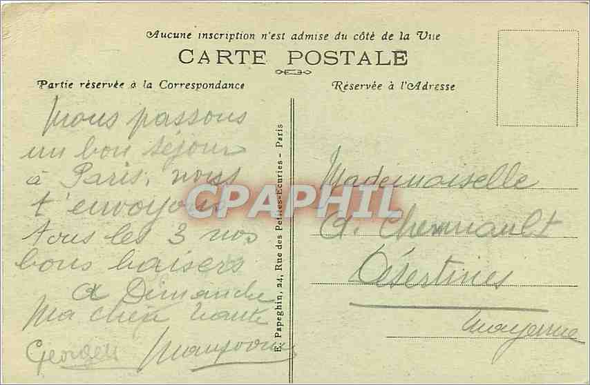 CPA Paris L'Hotel de Ville et la Rue de Rivoli  — Rückseite