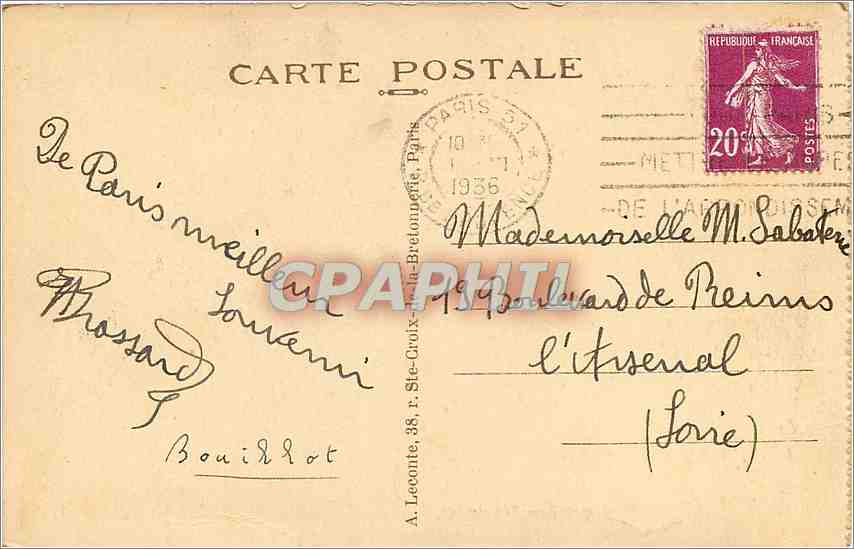 CPA Paris la Madeleine  — Rückseite