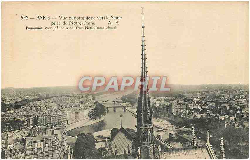 CPA Paris vue panoramique vers la Seine prise de Notre Dame 