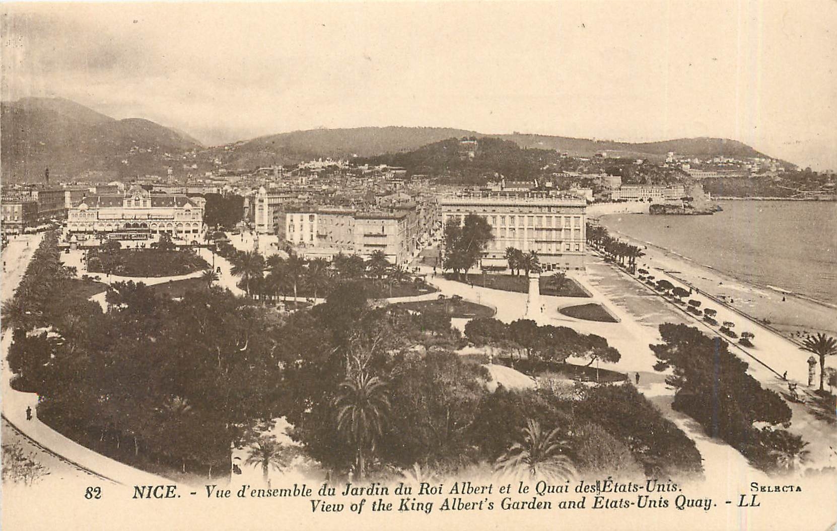 CPA Nice vue d'ensemble du Jardin du Roi Albert et le Quai des Etats Unis 