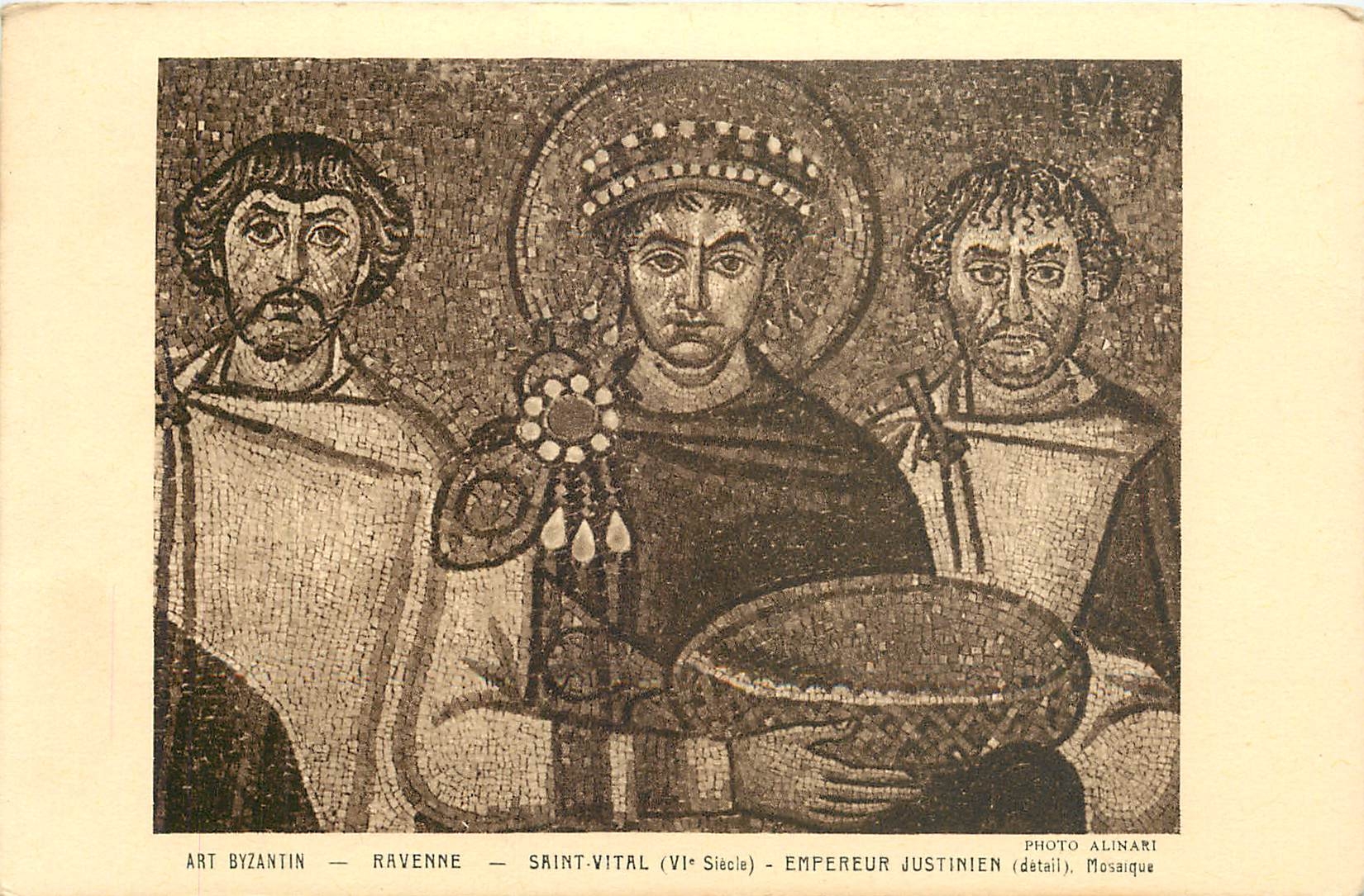 CPA Art Byzantin Ravenne Saint Vital VI siecle empereur Justinien detail Mosaique 
