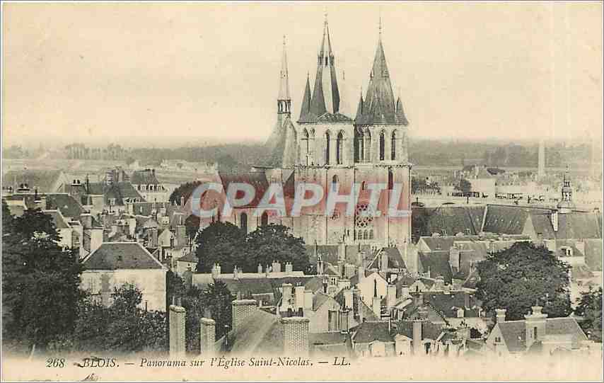 CPA Blois Panorama sur l'Eglise Saint Nicolas 