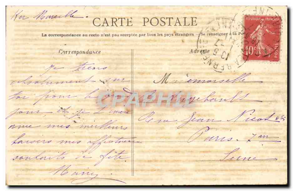Le Bernerie CPA La cote de la Pataurie — Rückseite