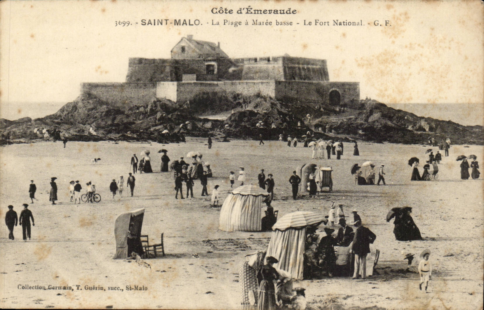 Saint-Malo - De Plage bij Laagwater - Het Nationale Fort - G.F. - Collectie Germain, T. Guérin, succ., St-Malo