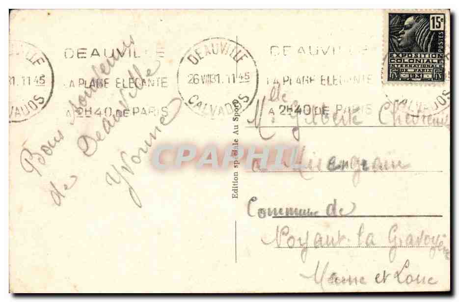 Deauville CPA Plage fleurie La promenade et la plage — Verso