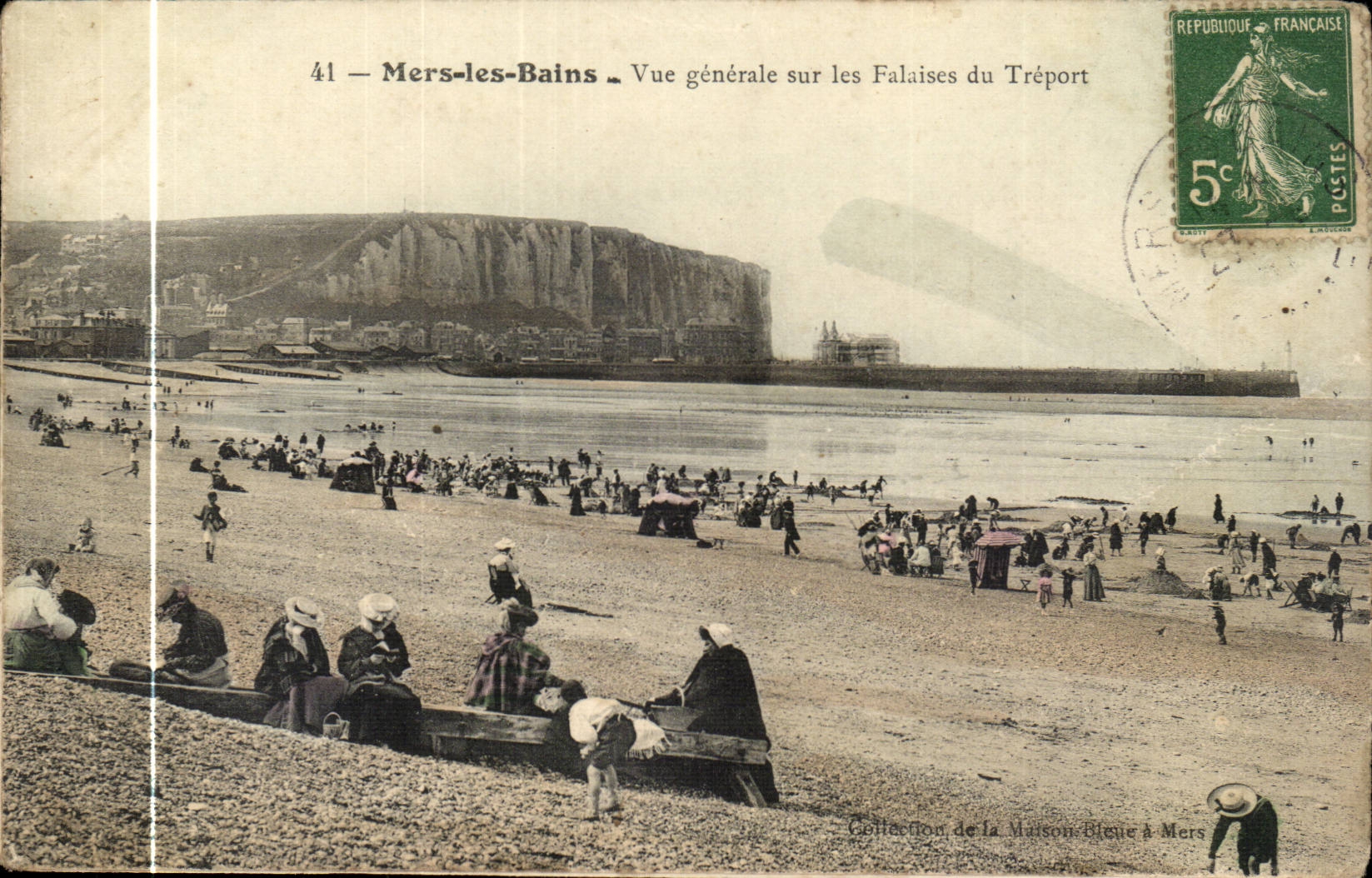 Mers les bains CPA Vue generale sur les falaises et le Treport