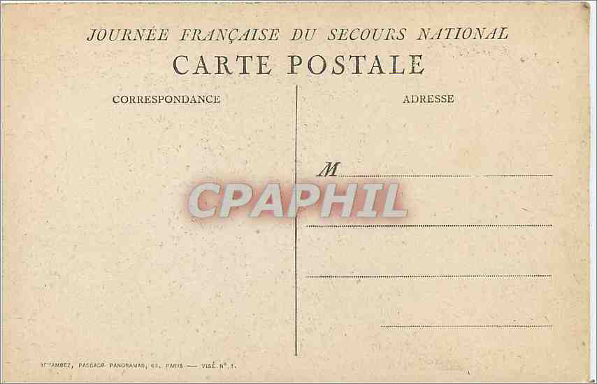 CPA Journee du Secours National Femme Militaria — Rückseite