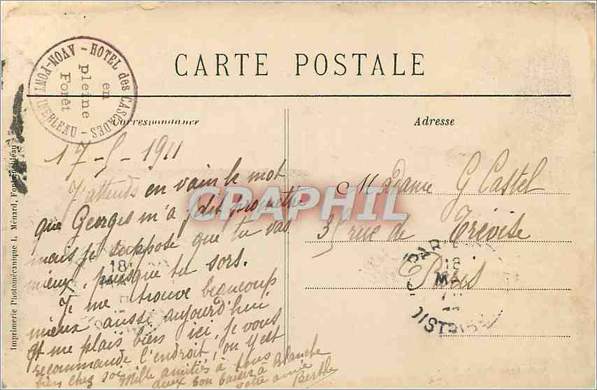 Le Manoir d'Oberman (Rocher d'Avon) — Forêt de Fontainebleau — Collection Artistique L. M. — Reverso