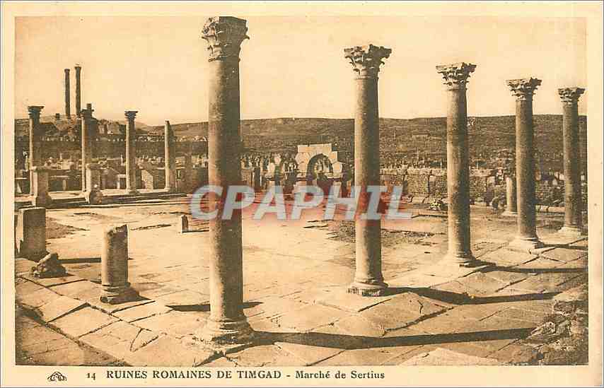 CPA Ruines romaines de Timgad marche de Sertius 