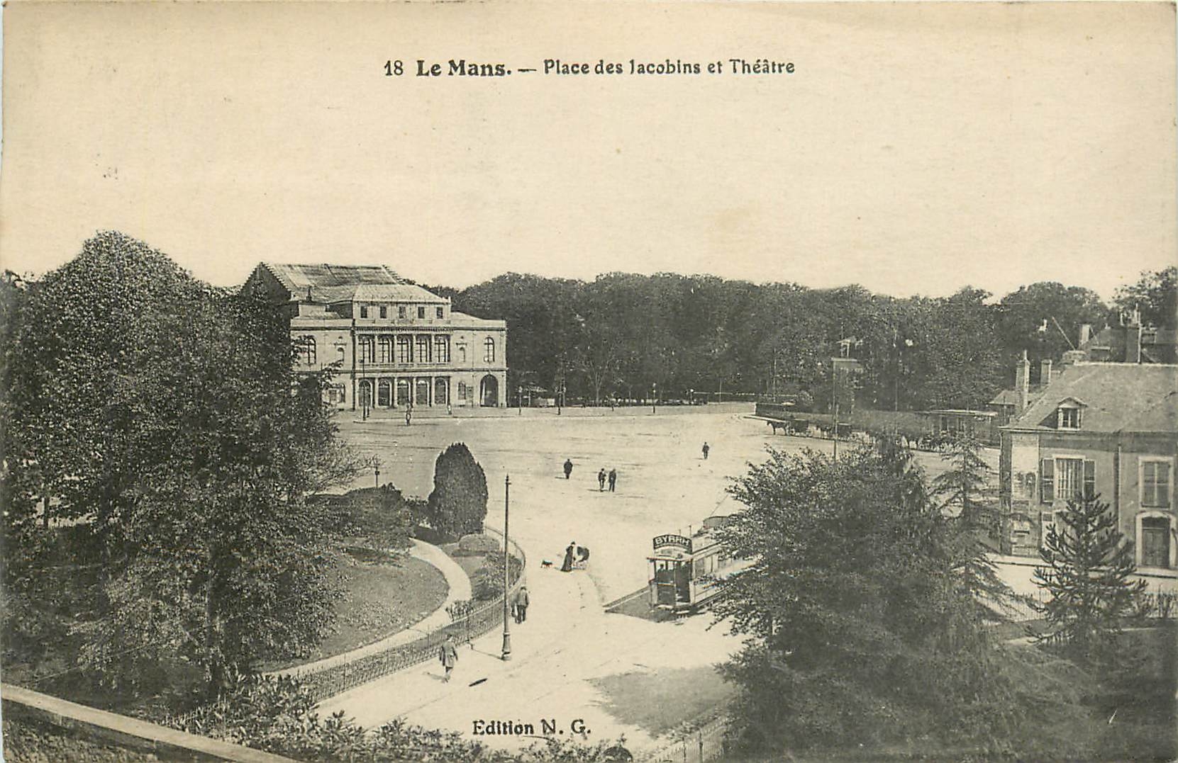 CPA Le Mans place des Jacobins et theatre Tramway