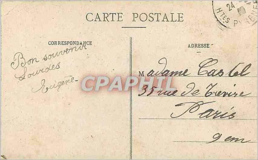 CPA Les Pyrenees Lourdes la premiere Apparition  — Rückseite