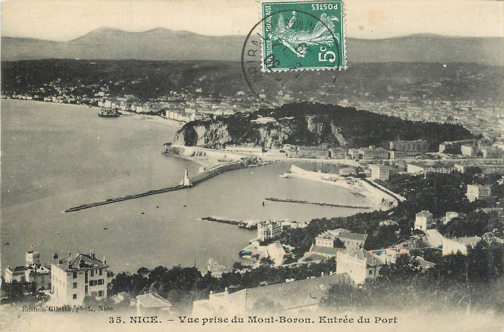 CPA Nice vue prise du Mont Boron entree du port 