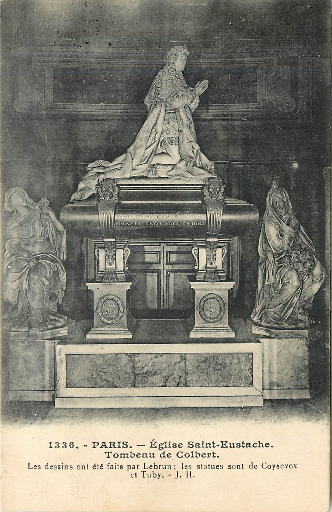CPA Paris Eglise Saint Eustache Tombeau de Colbert les dessins ont ete faits par Lebrun les statues 