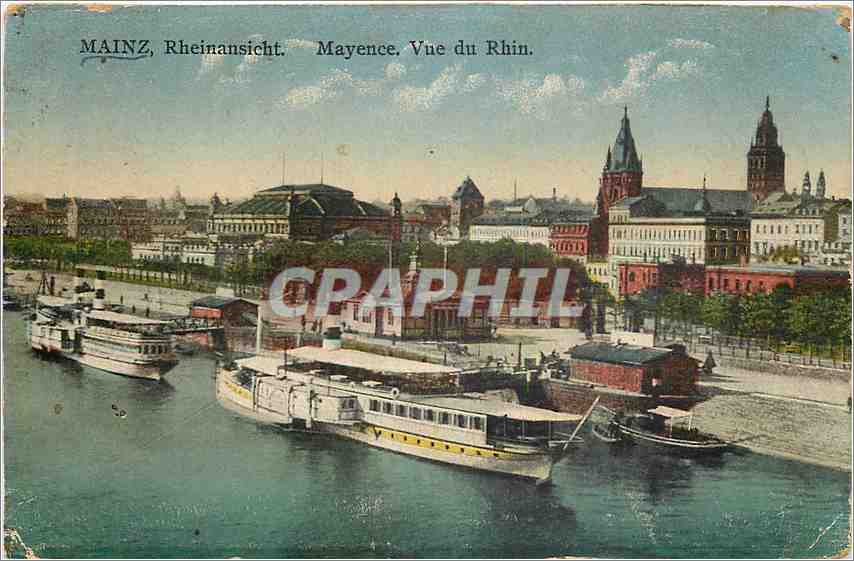 CPA Mainz Rheinansicht Mayence vue du Rhin Bateaux