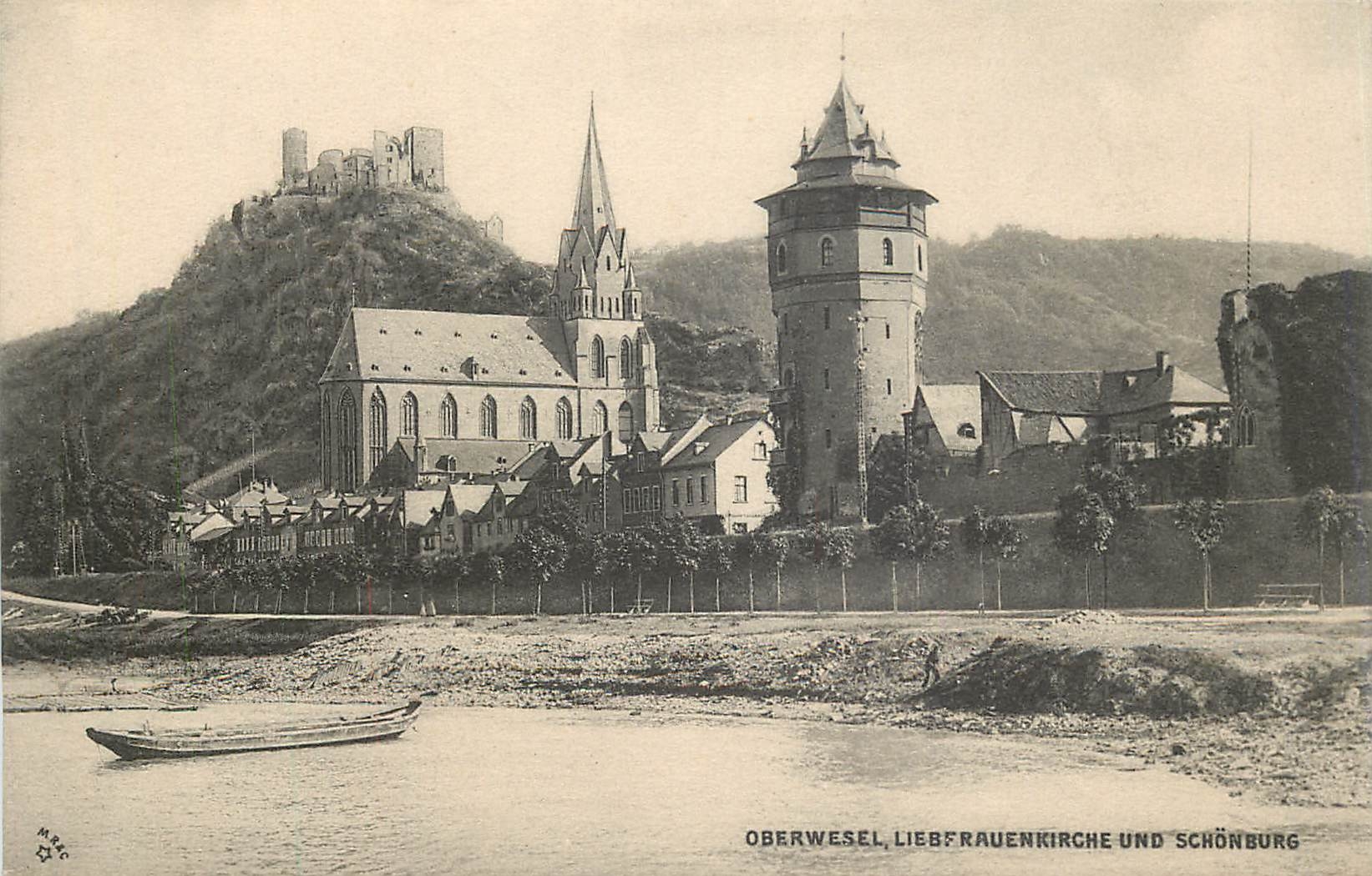 CPA Oberwesel Lieberauenkirche und Schonburg 