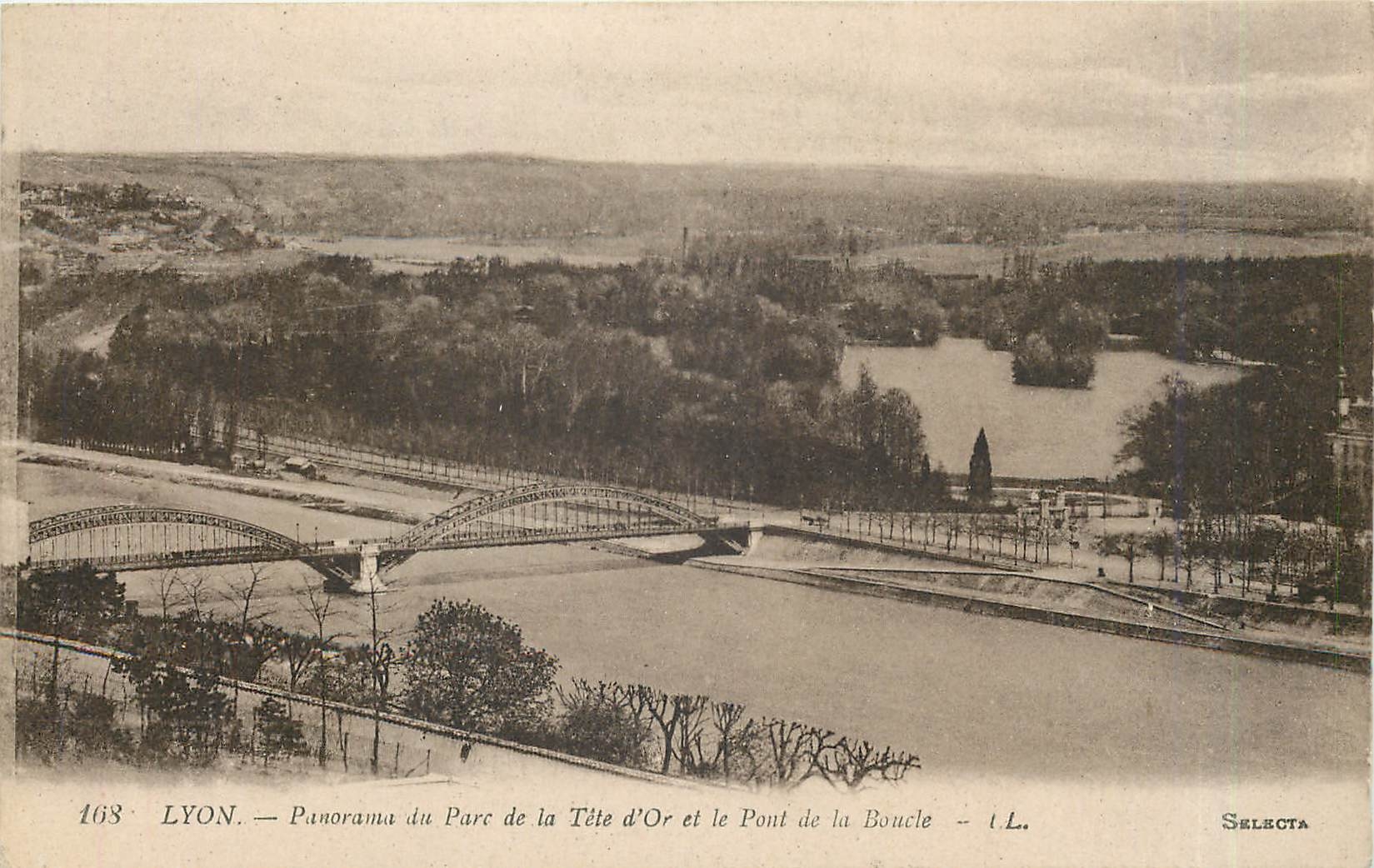 CPA Lyon panorama du parc de la tet d'Or et le port de la Boucle 