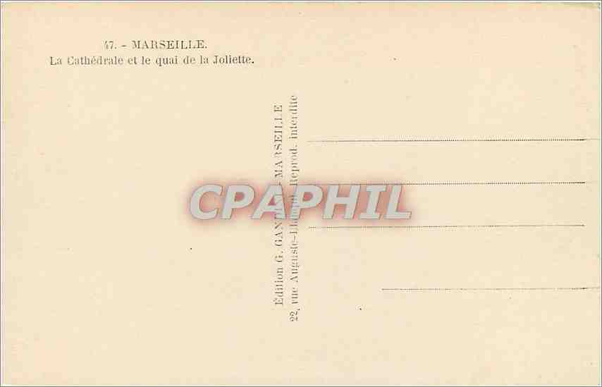 CPA Marseille la cathedrale et le quai de la Joliette Bateau — Rückseite