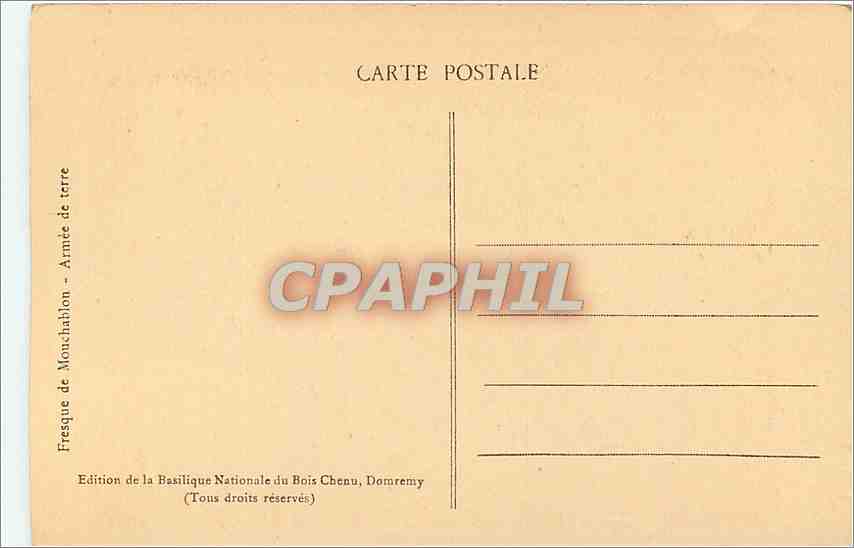 CPA Edition de la Basilique Nationale du Bois Chenu Domremy Tous droits reserves  — Verso