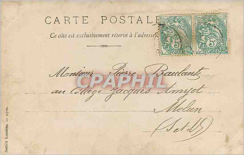 CARTE PHOTO Homme — Verso